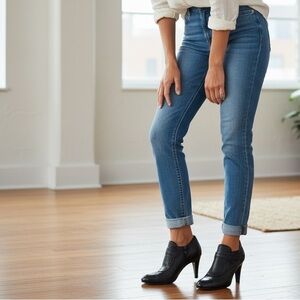 BCBGirls Black Perforated Heeled Booties Size 8